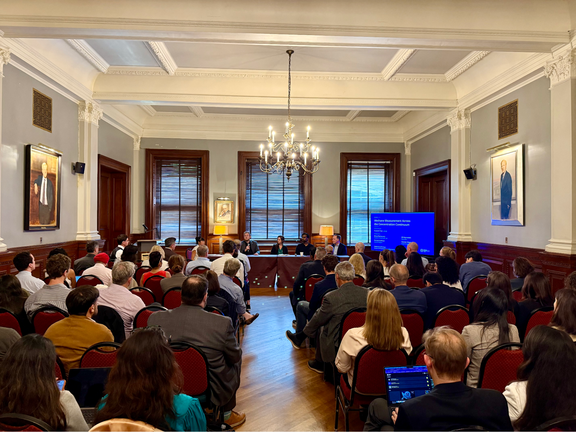 A packed room at the Carbon Containment Lab and Spark Climate Solutions' event, 